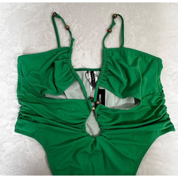 Womens Swimsuit Sz 22 Green Ruched Bead Detail Swimsuit By. PrettyLittleThing - Picture 10 of 13